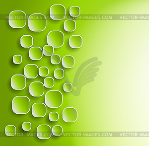 Green background with rounded squares and shadows - vector image