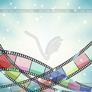 Retro background with color filmstrip and stars - vector clipart / vector image