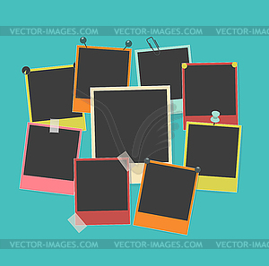 Photo frames on blue background - vector image