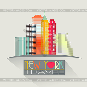 New york skyline travel background - vector image
