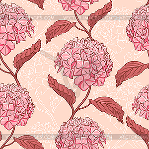 Seamless pattern with hydrangea - vector clip art