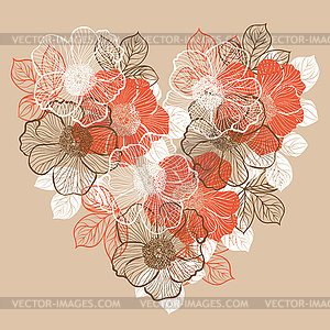 Floral background with flowers of peony - vector clip art