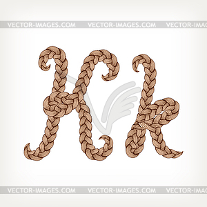 Braids hair font - vector EPS clipart