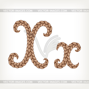 Braids hair font - color vector clipart
