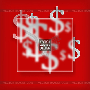 White dollar symbols on red background - - vector image