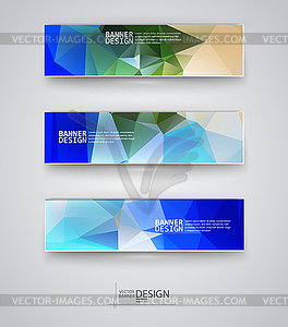 Set of Banners with Multicolored Polygonal Mosaic - vector image