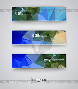 Set of Banners with Multicolored Polygonal Mosaic - vector clip art