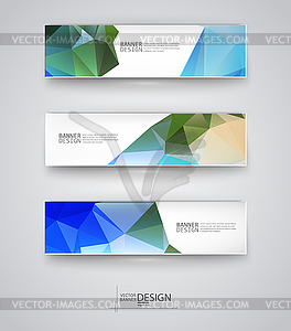 Set of Banners with Multicolored Polygonal Mosaic - vector clipart