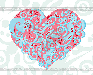 Pink blue carved heart - vector clip art