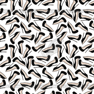 Simple seamless pattern of black shoes on very larg - vector image