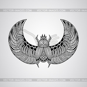 Scarab beetle, tattoo style - vector clipart