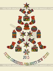 Greeting card with fir tree - vector EPS clipart