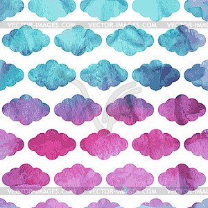 Seamless Pattern with Clouds on watercolor winter - vector image