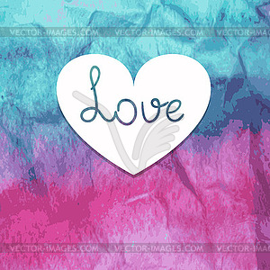 Valentine`s Greeting Card with Heart on watercolor - vector image