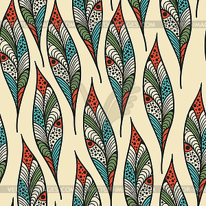 Seamless Pattern with bright feathers - vector clip art