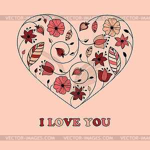 Greeting Card with Heart - vector clip art