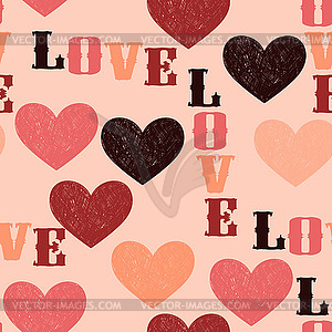 Seamless Pattern with Hearts - vector clipart