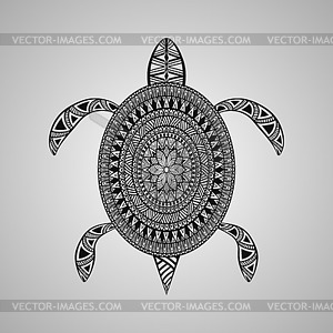 Turtle, tattoo style - white & black vector clipart