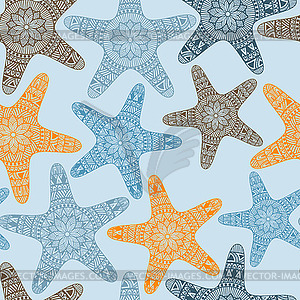 Seamless Pattern with Doodle Stars - vector clipart