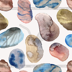 Seamless Pattern with Watercolor Stones - vector clipart
