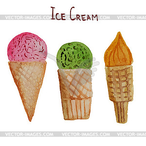 Акварель Мороженое - изображение в векторном формате