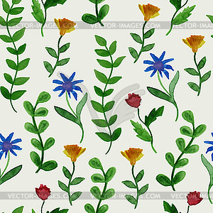 Watercolor Summer Seamless Pattern - vector clipart