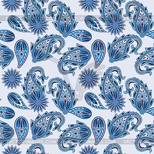 Seamless Paisley Pattern in blue - vector clipart