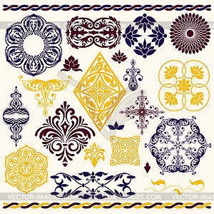 Set of floral design elements - color vector clipart