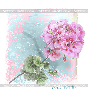 Watercolor pink geranium flower - vector image