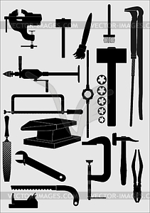 Инструмент слесаря столяр, (контур) - клипарт