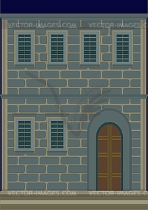 Двухэтажный дом, ретро - векторный рисунок