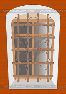 Old lattice on an old window  - vector clipart