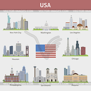 US Cities - vector clipart