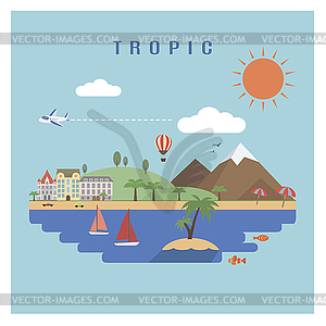 Tropic пейзаж - стоковый векторный клипарт