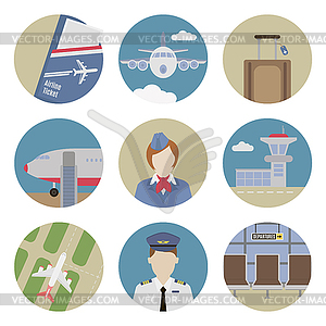 Airport flat icons - color vector clipart