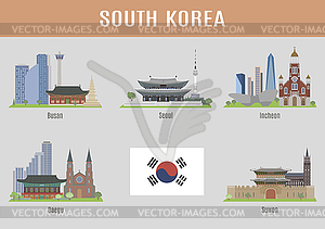 Cities in South Korea - vector image