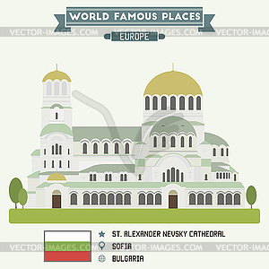 St. Alexander Nevsky Cathedral. Sofia, Bulgaria - vector clipart