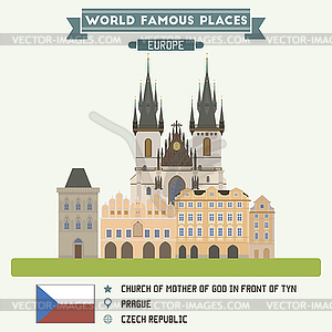 Church of Mother Of God in Front of Tyn. Prague, - vector clipart