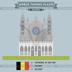 Cathedral of Our Lady. Tournai, Belgium - vector EPS clipart