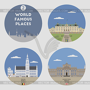 World famous places. Set  - color vector clipart