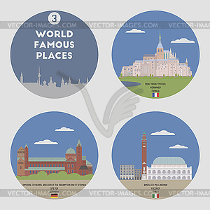 World famous places. Set  - vector image