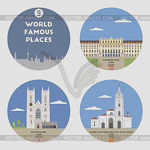 World famous places. Set  - vector clipart