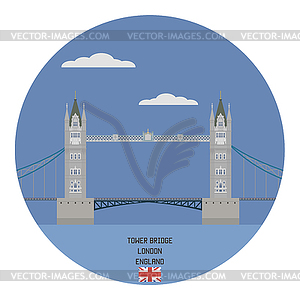 Tower bridge, London. England famous place - color vector clipart