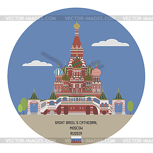 Saint Basil`s Cathedral. Moscow, Russia - vector clipart