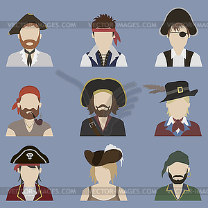 Set of avatars. Pirate - vector clipart