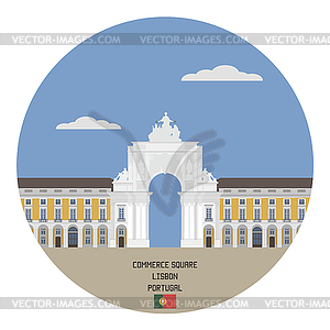 Commerce Square. Lisbon, Portugal - vector clipart