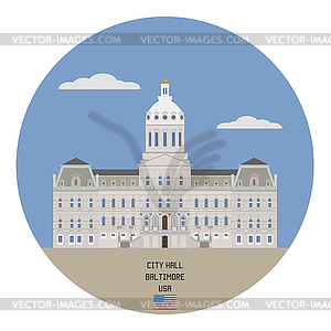 City hall. Baltimore, USA - vector image