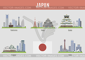 Cities in Japan - vector image