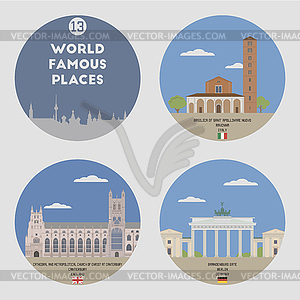 World famous places. Set 13 - vector image