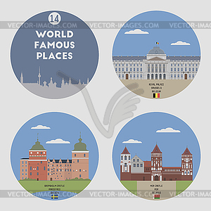 World famous places. Set 14 - vector clip art